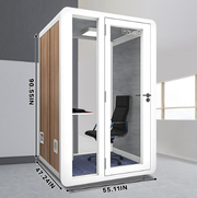 Square Soundproofing Rooms with Stylish Wood Grain Office Booths